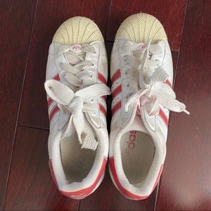 Red Striped Adidas Superstars